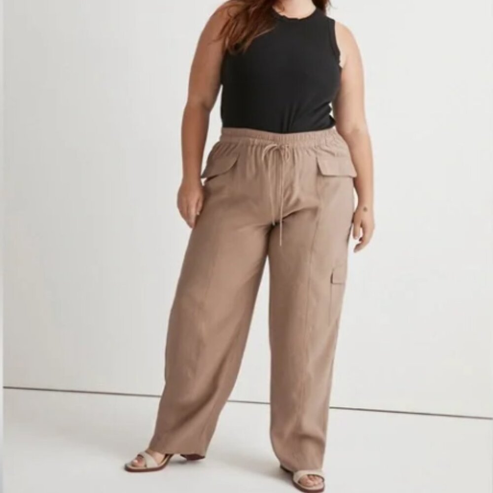 Madewell Size L Straight Cargo Pants in Softdrape Umber Brown stretch